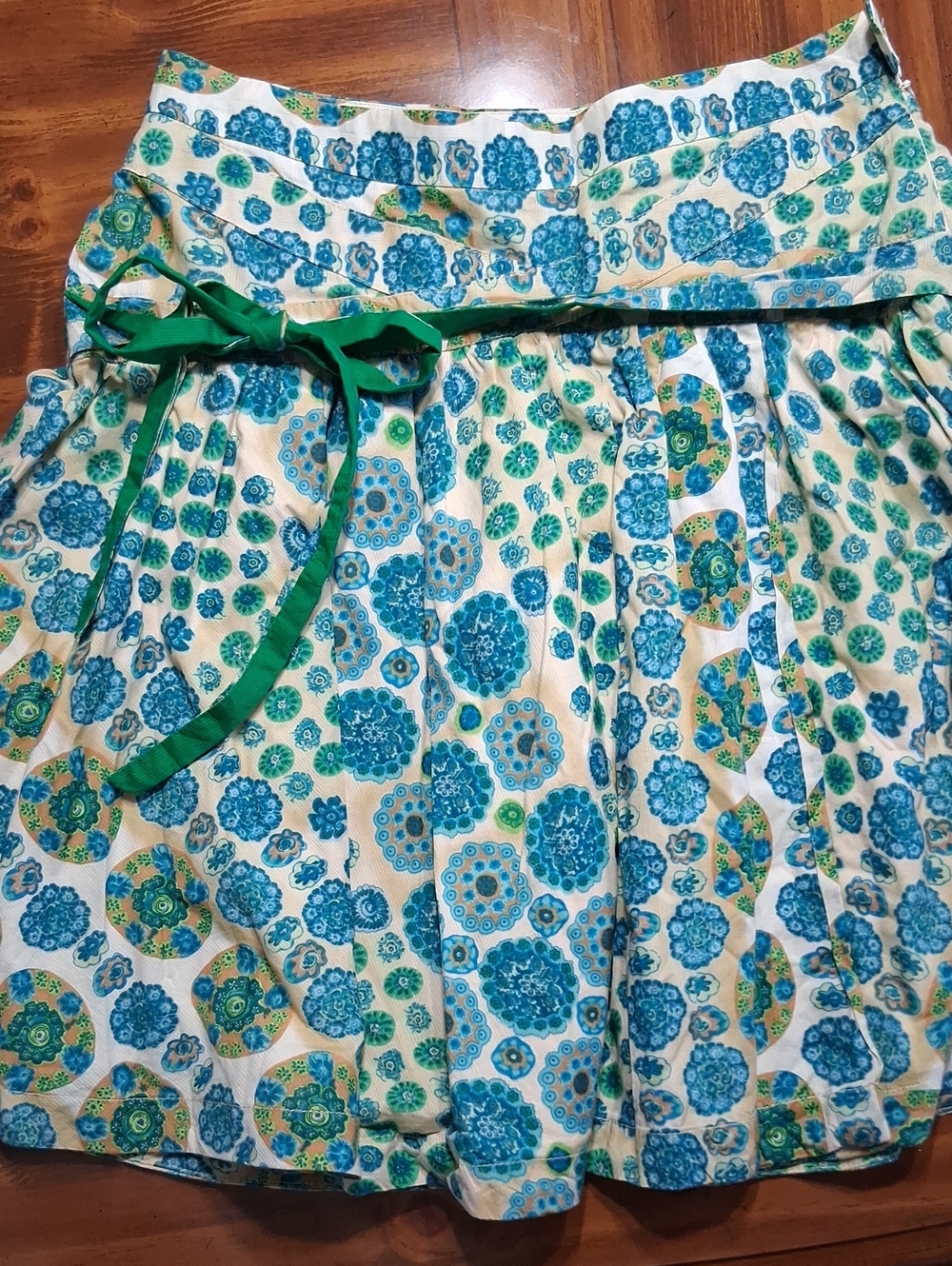 Marc Jacobs Blue, Green & White Floral Womens Belted Skirt
